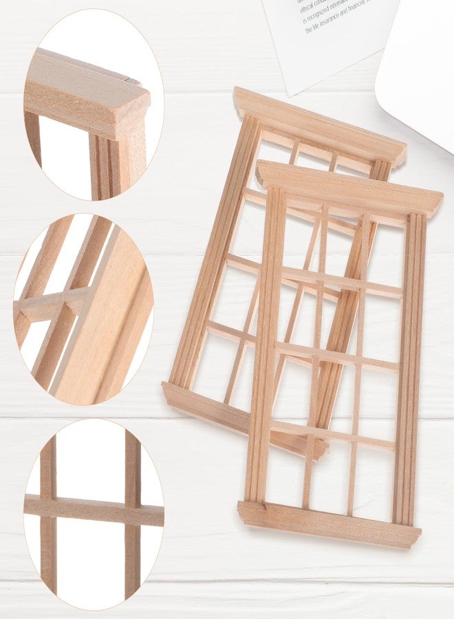 JOINPAYA 2 Pcs Wood Dollhouse Windows: 1: 12 Scale Miniature Wood 12- pane Window Furniture Model for Dolls Houses Accessories,3.2 x 4.5inch - Image 5